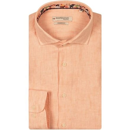 Giordano Overhemd Row Soft Washed Linnen Mélange Cutaway Collar Pastel Roze / male