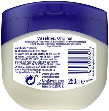 Vaseline Original Petroleum Jelly - 6 x 250 ml - Voordeelverpakking