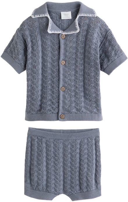 Next - Jongens - Gebreide top- en shortset - Blauw