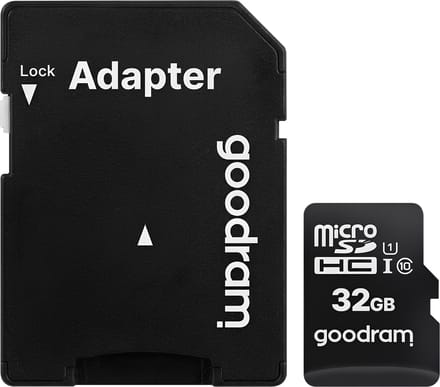 Goodram, MicroSD-kaart 32GB Class 10 UHS-I met SD-adapter inbegrepen, Zwart