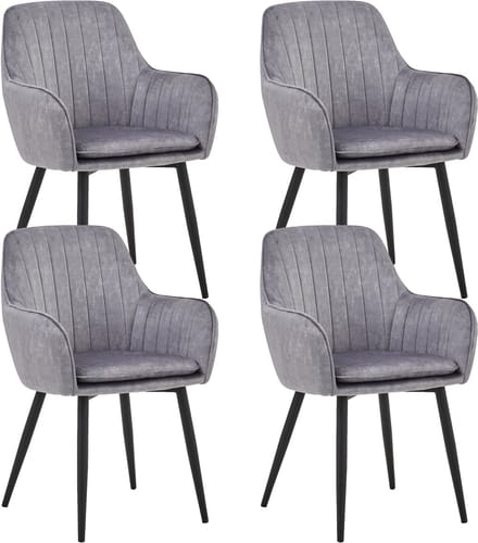 Colenis® - Lavinia Eetkamerstoel - Set Van 4 - Grijs - Adoré Velvet - Industrieel