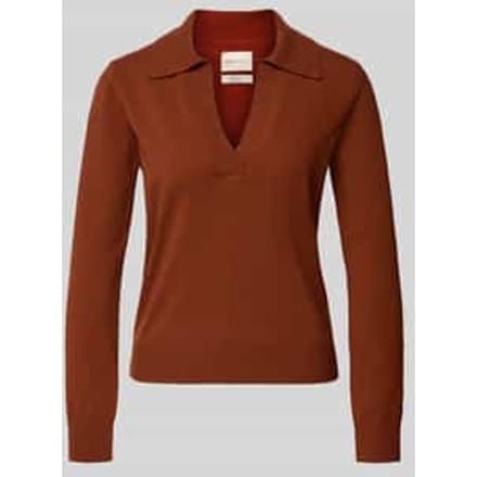 Gebreide pullover van wol met platte kraag en V-hals