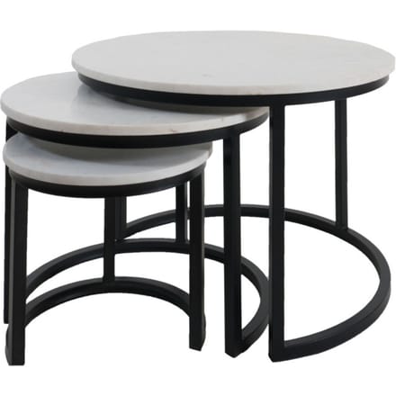 Home67 Salontafel jasmin marmer set van 3 wit/zwart