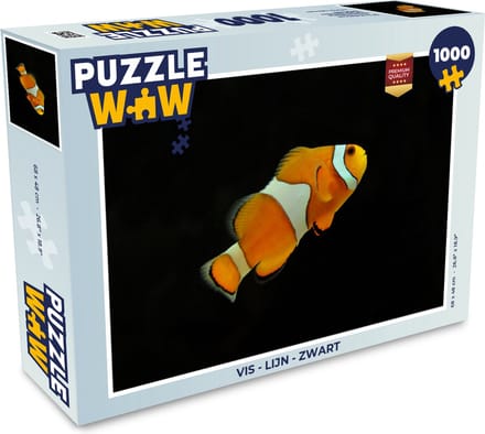 Puzzel Vis - Lijn - Zwart - Legpuzzel - Puzzel 1000 stukjes volwassenen