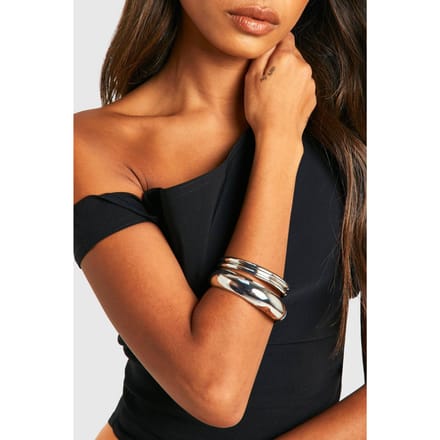 boohoo Dames Zilveren armbanden in verschillende formaten 3-pack