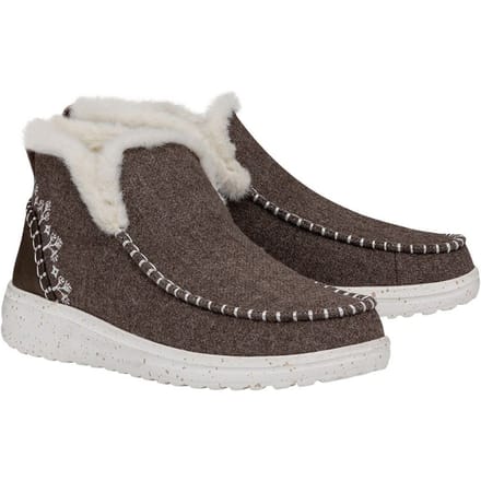 HEYDUDE Denny Wool Faux Shearling Dames Walnoot Laarzen