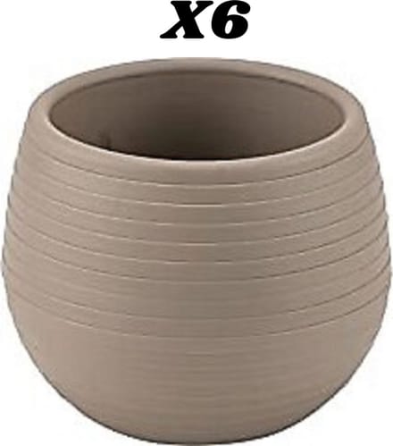 Set van 6 UV-bestendige bloempotjes mokka met drainage 6.5cm 0.13L sierpotten