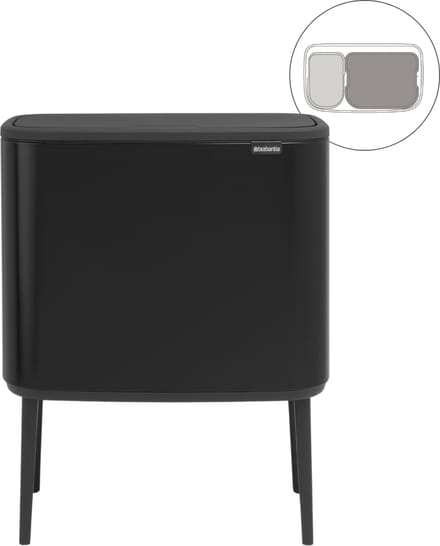 brabantia Bo Touch Bin 31 62 03 Afvalbak 34 l Staal (l x b x h) 312 x 540 x 680 mm Zwart Met One-Touch-dekselopener 1 stuk(s)
