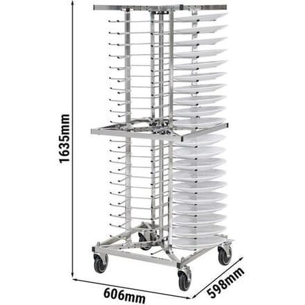 GGM Gastro Tellerwagen - Kapazität bis 84 Teller - Ø 23 - 30 cm - Rollbar Zilver