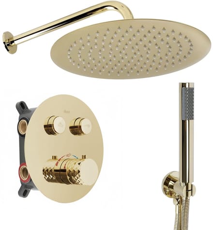 Rea Lungo Diamond +Box - Inbouwdoucheset Met Thermostaat - Gouden - 36X19X19Cm