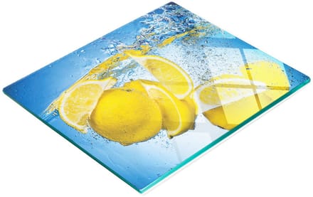 Multifunctioneel decoratief glazen bord met citroenwaterprint 60x52 cm