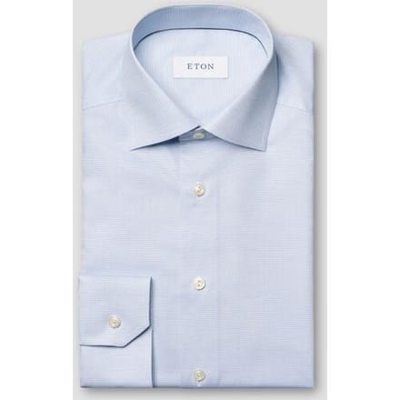 Eton Overhemd Subtle Texture Semi-Solid Color Organic Cotton Signature Oxford Licht Blauw / male