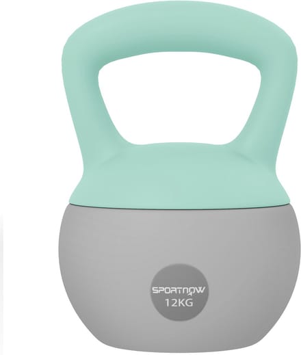 12 kg zachte kettlebell - kettlebell met antisliphandgreep voor thuisgebruik - gewichtheffen - krachttraining - groen/grijs