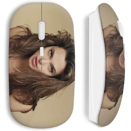 Souris sans fil - Angelina Jolie - Blanc - Clé USB WiFi - Compatible Mac et PC - Technologie sans fil