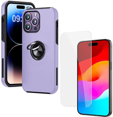 Backcover Shockproof Inclusief Screenprotector Gehard Glas - Hoesje Geschikt voor: iPhone 16 Pro Max - Paars