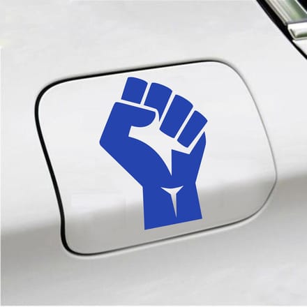 Bumpersticker - Vuist - 13 X 9 - Blauw