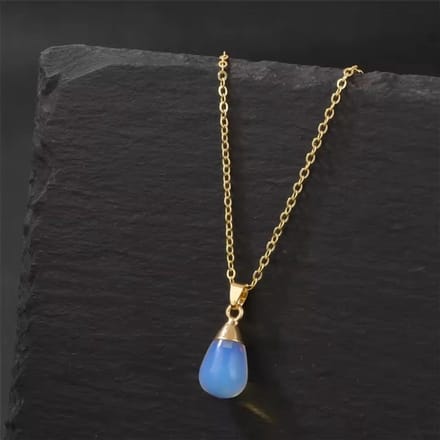 Ketting van staal en Opaal hanger gouden ketting