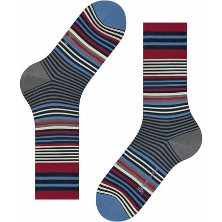 Burlington Stripe gedessineerd wol sokken heren blauw - maat 40-46