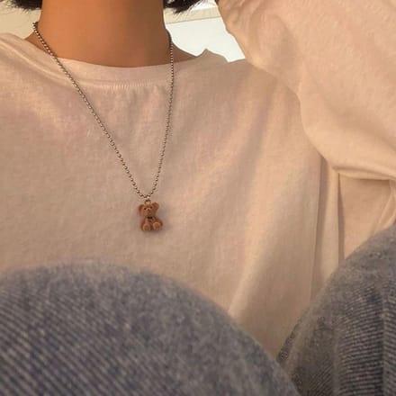 Collier pendentif ours en peluche mignon pour filles femmes mode coréenne ours long pull chaîne colliers collier bijoux beige