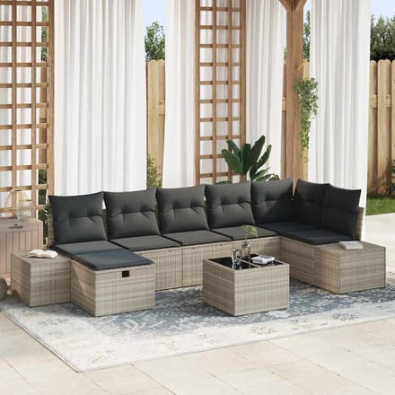 vidaXL - Bankstel - 8 - st - poly - rattan