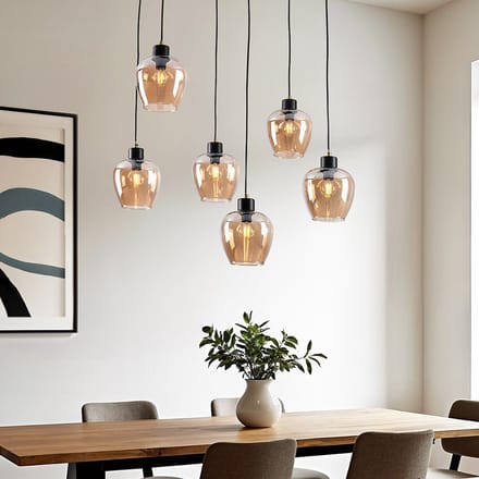 LumenXL 6-lichts hanglamp - amber glas - Arvada