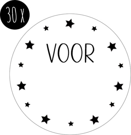 30x Sticker / Cadeausticker / Naamsticker | beschrijfbaar | VOOR *NAAM* | 35 mm | sterren