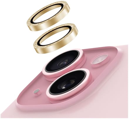 AVY Camera Lens Protector Rings | Geschikt voor Apple iPhone 15 / 15 Plus | Camera Lens Protector Glas | Schokbestendig | Krasbestendig | met Applicator | Glitter Goud
