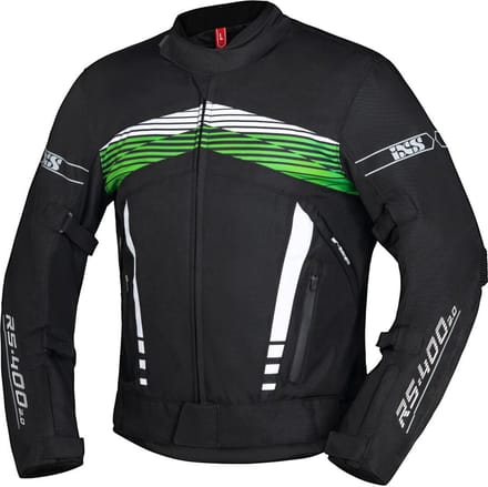 IXS RS-400-ST 3.0 Waterdichte Zwart Wit Groen Textiele Motorjas - Jas