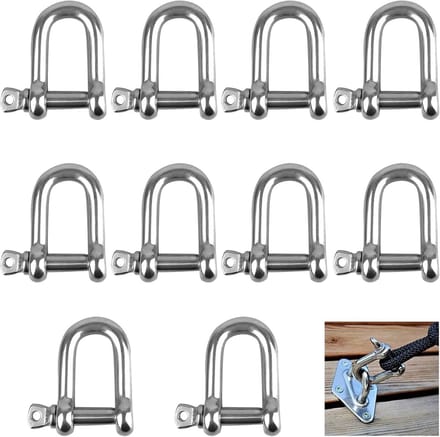D-Shape Sluiting, 10 Stuks M6 RVS D-Ring, Vergrendelbare Rechtse Sluiting voor Hijstouw en Kettingen