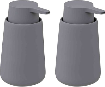 5Five Zeeppompje/dispenser - 2x - keramiek - grijs - 250 ml - keuken/badkamer/toilet - lotionpompje
