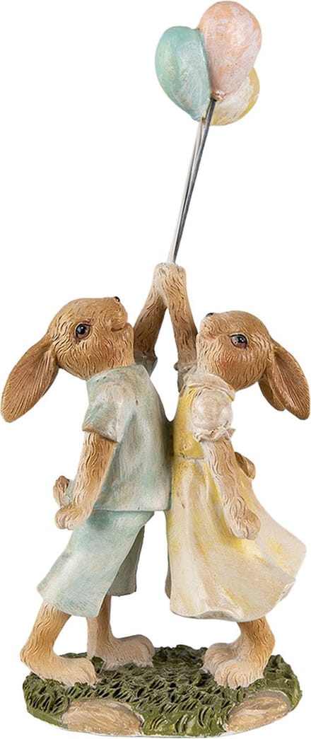 Clayre & Eef Beeld Konijn 22 cm Groen Bruin Polyresin