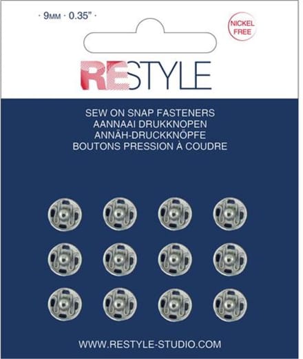 ReStyle 015.12002 Aannaaidrukknopen 9 mm zilver nikkelvrij, 12 stuks