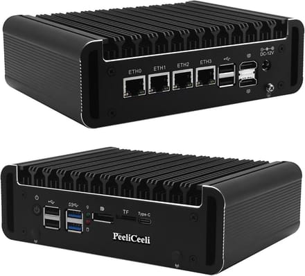 Fanless Mini PC N100 Barebone met 4x 2.5GbE LAN, Router/Firewall Hardware Ondersteuning voor OPNsense
