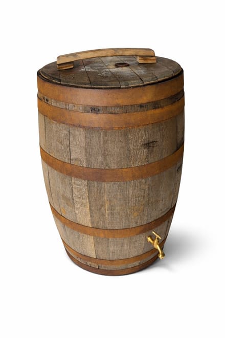 Houten Regenton met waterkraan en deksel - 190 liter
