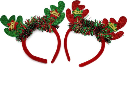 Gadgetpoint - Haarband - Diadeem - Kerst - Kerstman - Kerstboom - Kerst - Kerstmis - Christmas - Xmas - Set van 2 - Rendier Groen Rood