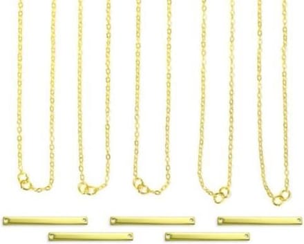 Halskettingset | grote rechthoek | goudkleurig | 5 stuks