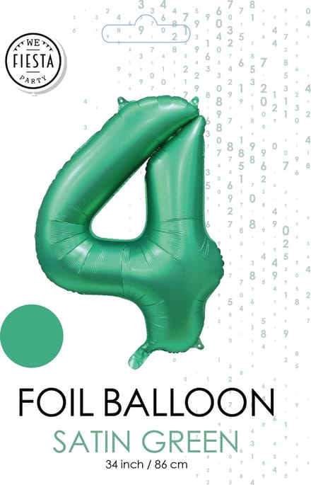 folieballon cijfer 4 mat groen metallic