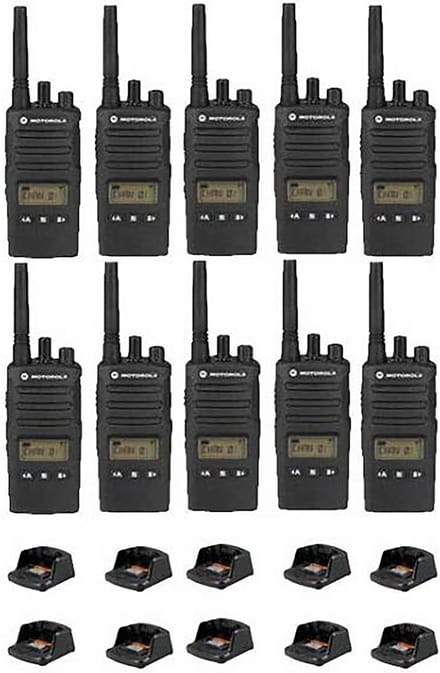 Set van 10 Motorola XT460 IP55 PMR446 Portofoon met tafellader