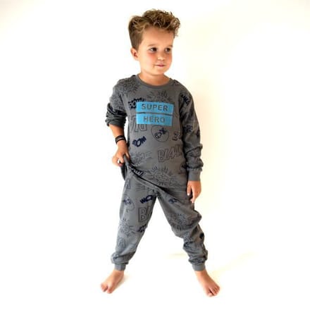 Frogs and Dogs - Pyjama Superheld - Antraciet - Maat 98 - Jongens
