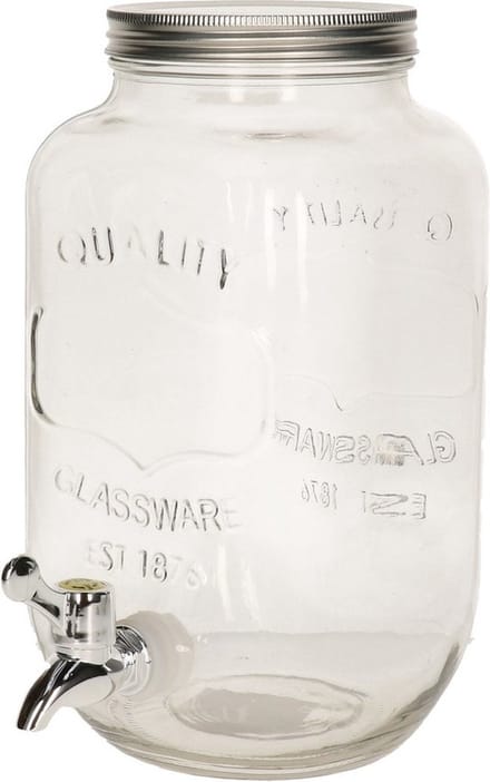Drankdispenser - 3 liter - limonadetap - glas - 14,1 x 26,3 cm - met tapkraantje