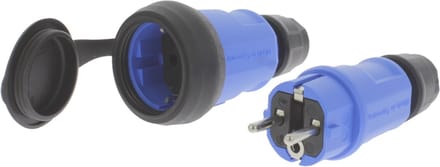 Stekkerset â€“ stekker en contrastekker â€“ zwart â€“ blauw