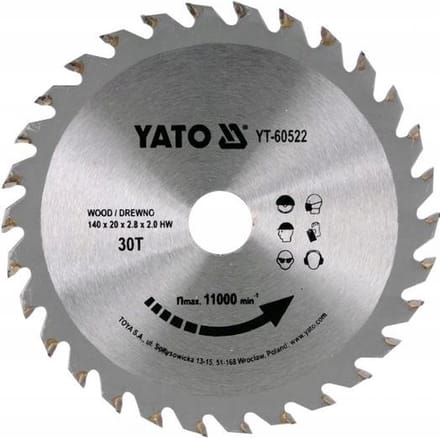 YATO Cirkelzaagblad Ø190 mm - 30 T - binnendiameter 16 mm