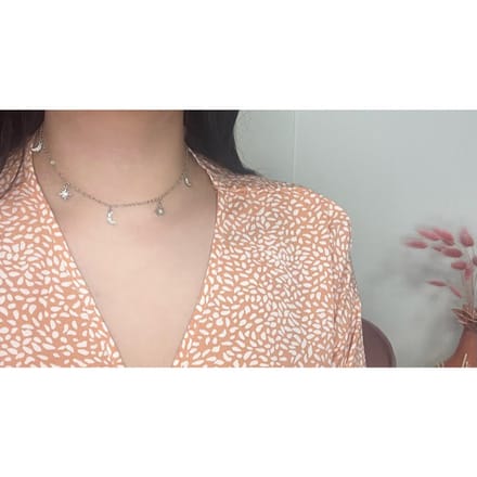 Ketting met sterretjes en maantjes | zilver gekleurd