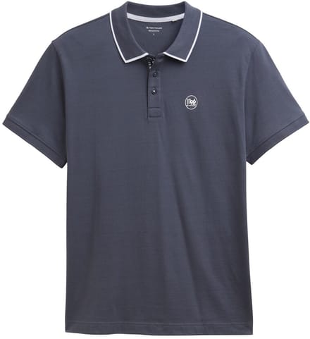 Tom Tailor - Piqué polo met print - Maat M - Blueish Grey