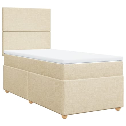vidaXL - Boxspring - met - matras - stof - crèmekleurig - 100x200 - cm