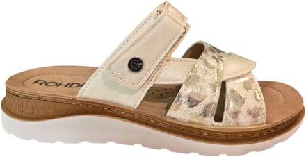 Rohde 1317 01 Slippers Wit/Goud Leer Dames - Wit/Goud - 42