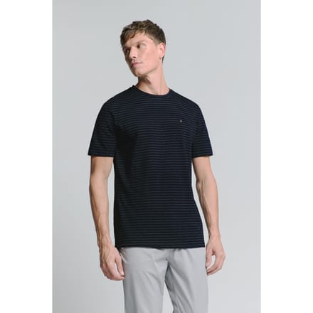 No Excess T-shirt Crewneck Small Pin Stripe Deep Blue Größe: S | Basic T-Shirts Outlet | Herren | Blau