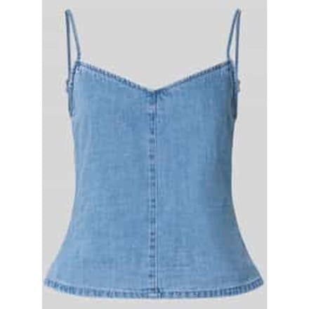 Top met linnengehalte in denimlook model 'Dot'