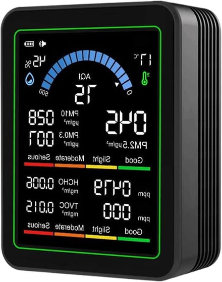 Luchtkwaliteitsmeter - Luchtsensor - Binnenruimte Meten - Real-time Detectie - 48 x 98 x 48 cm - Zwart