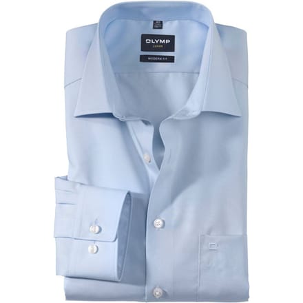 OLYMP Luxor modern fit overhemd - popeline - blauw - Strijkvrij - Boordmaat: 39